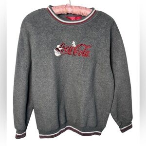 Vintage Coca Cola Grey Fleece Pullover Crewneck Sweater Polar Bears Logo Medium